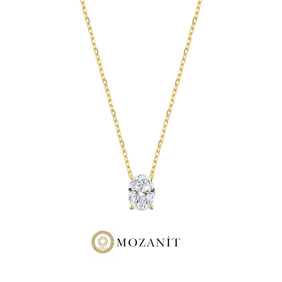 1 Karat Mozanit Tektaş Gold Gümüş Kolye - CNG Jewels