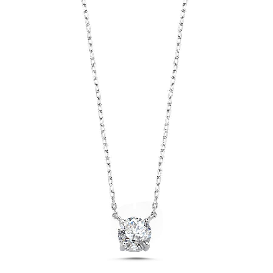 1 Carat Solitaire Silver Necklace - CNG Jewels