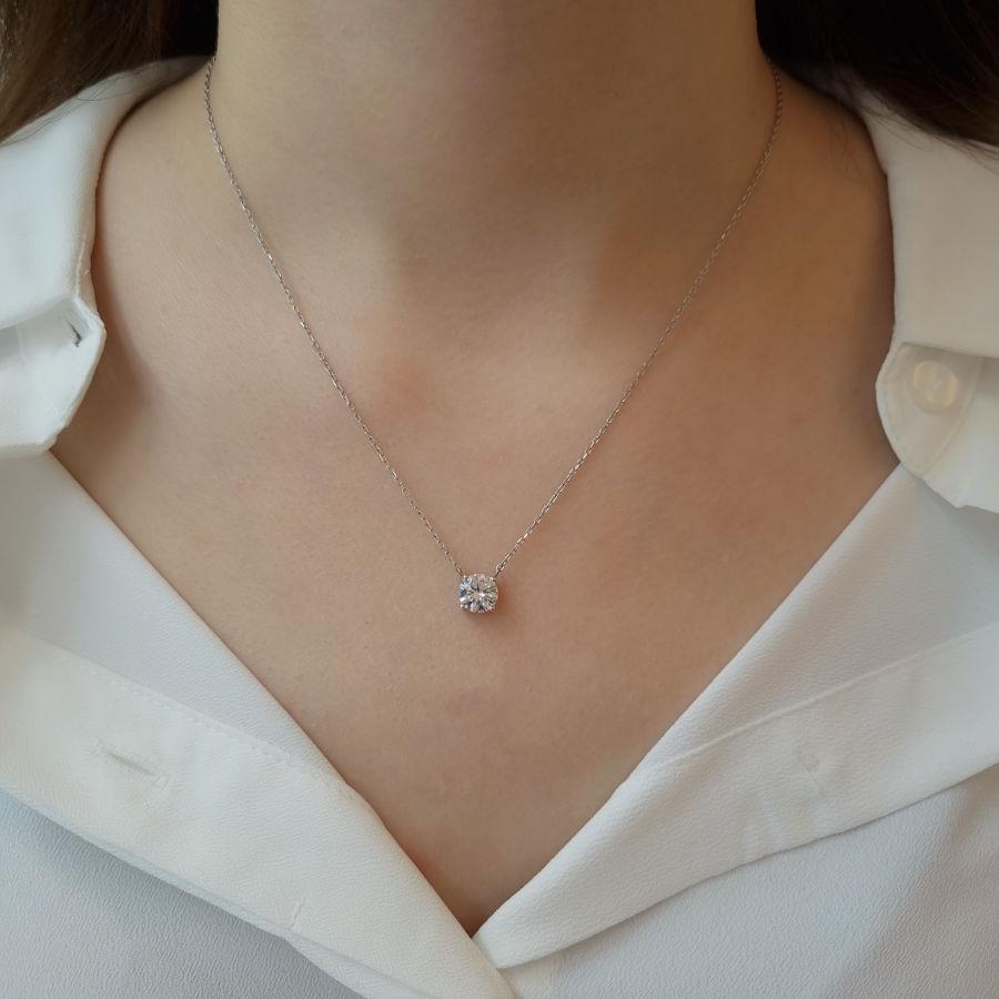 1 Carat Solitaire Silver Necklace - CNG Jewels (1)