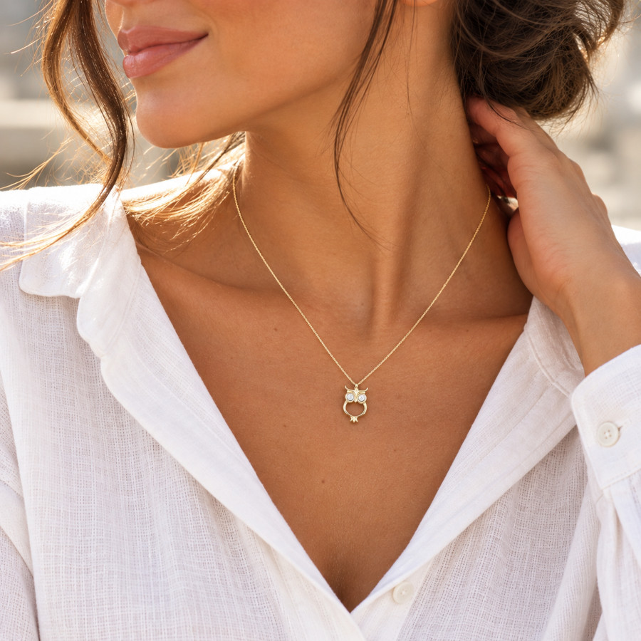 14 Ayar Altın Baykuş Kolye - CNG Jewels (1)