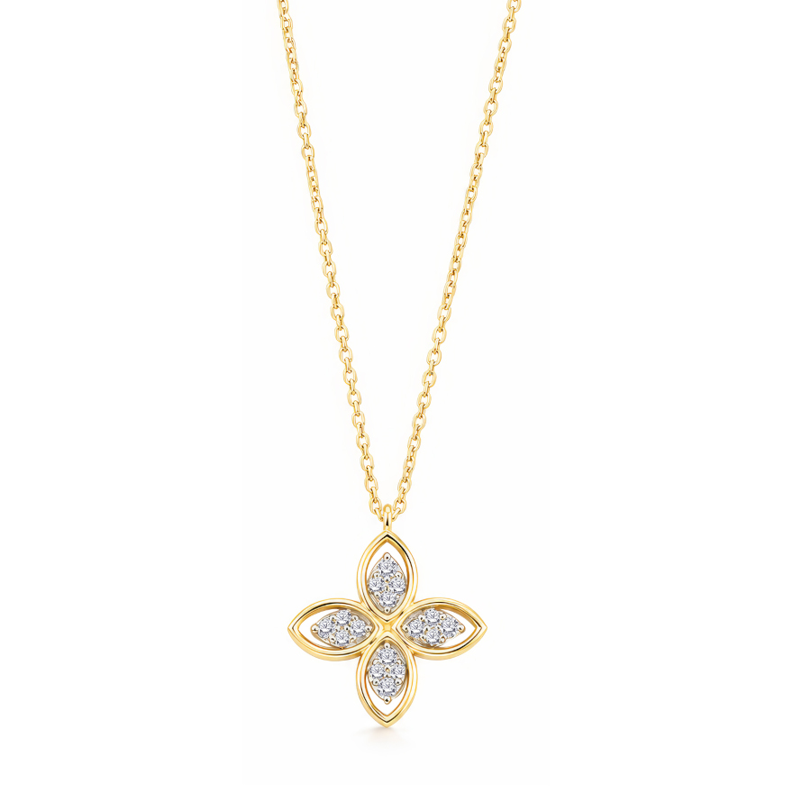 14 Ayar Altın Bloom Yonca Kolye - CNG Jewels