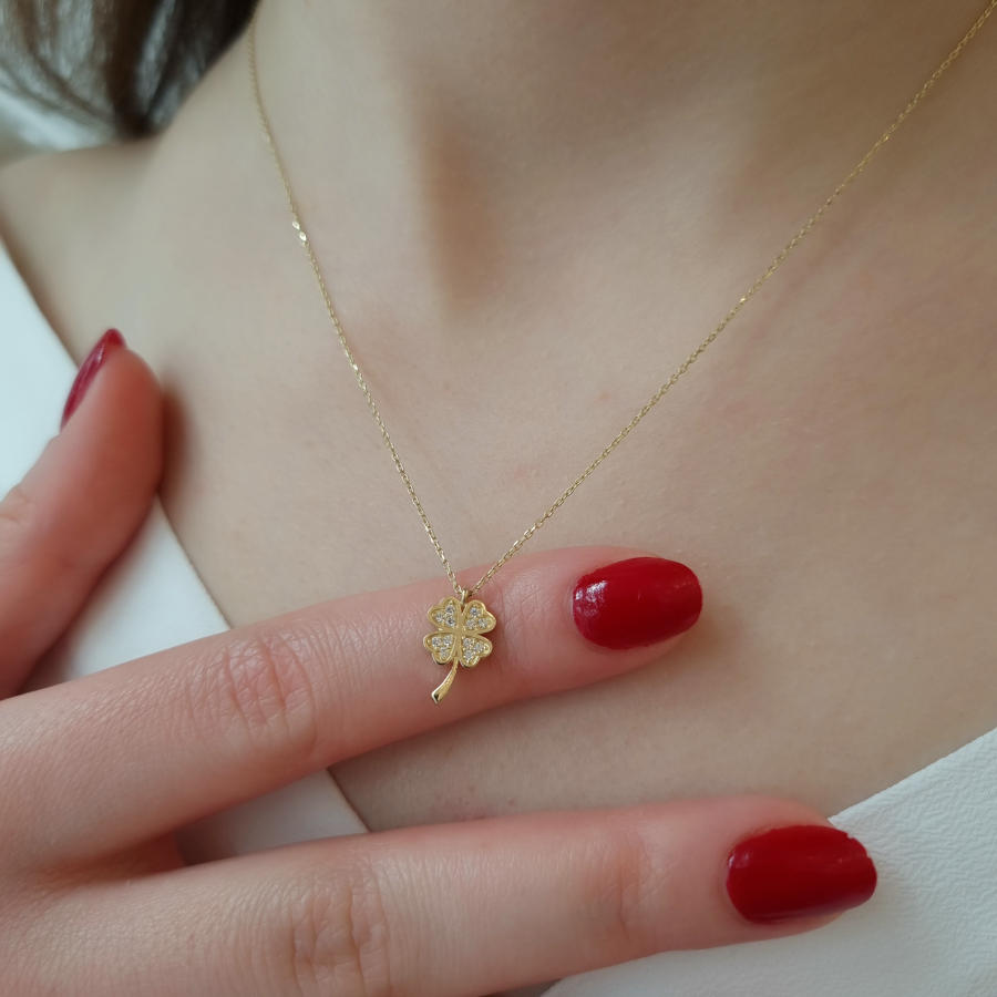 14 Ayar Altın Dört Yaprak Yonca Kolye - CNG Jewels (1)