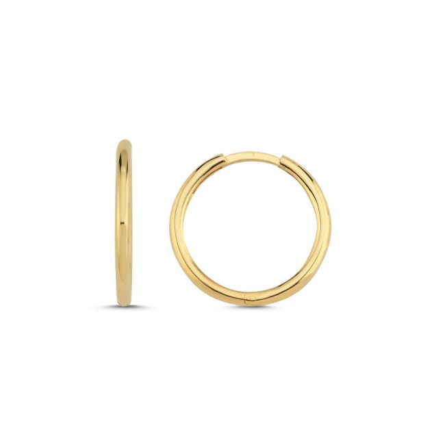 14 Ayar Altın Halka Küpe 21mm Çap - 1