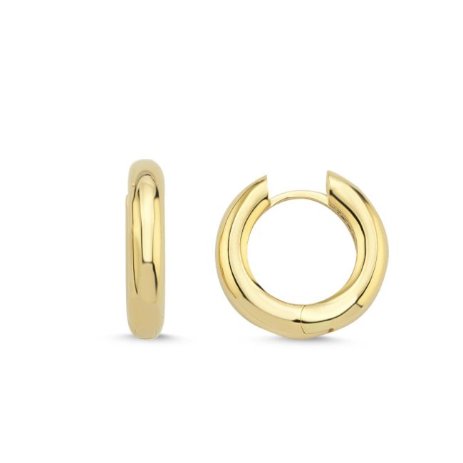 14 Ayar Altın Kalın Halka Küpe - Çap 20mm - 1