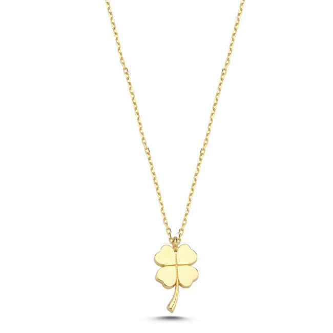 14 K Gold Small Four Leaf Clover Necklace