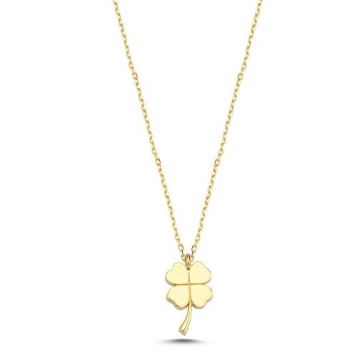 Four Leaf Clover Minimal Gold Necklace - 1