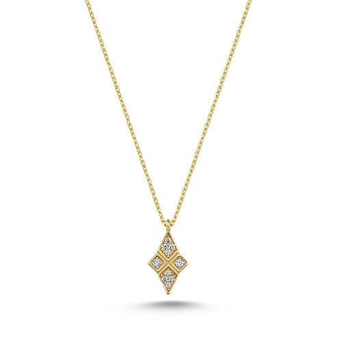 14 Ayar Altın Lumen Minimal Taşlı Kolye - CNG Jewels