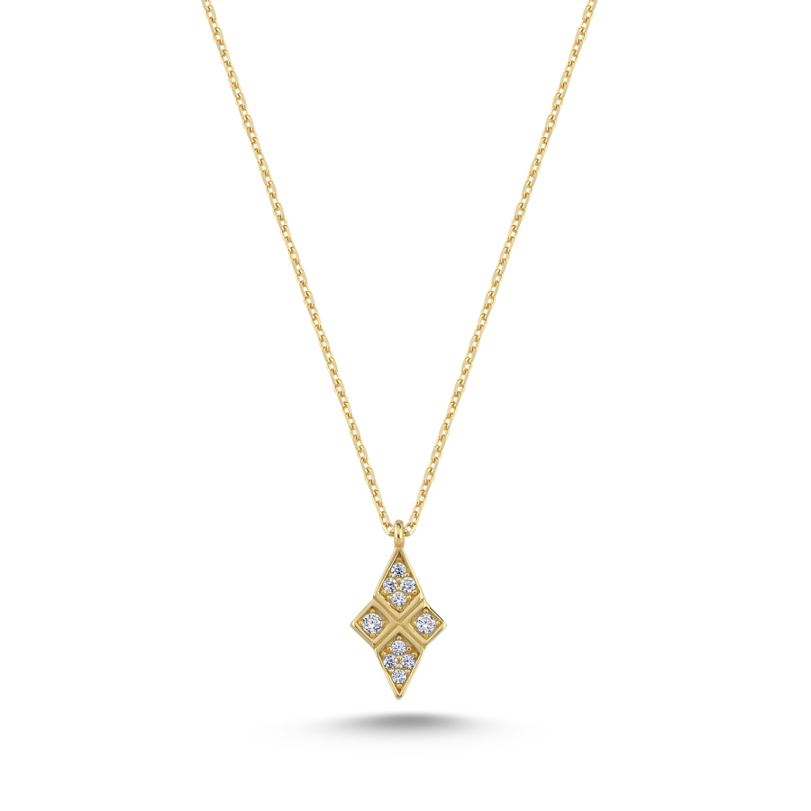 14 Ayar Altın Lumen Minimal Taşlı Kolye - CNG Jewels