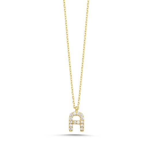 14K Gold Minimal Letter A Necklace - 1