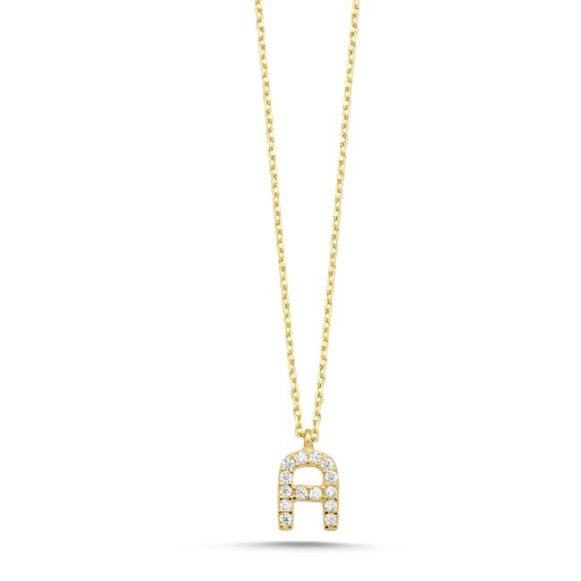 14K Gold Minimal Letter A Necklace - 1