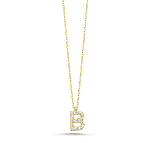14K Gold Minimal Letter B Necklace - 1