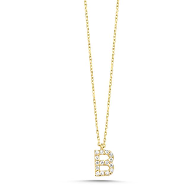 14K Gold Minimal Letter B Necklace - 1