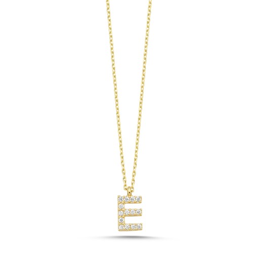 14K Gold Minimal Letter E Necklace - 1