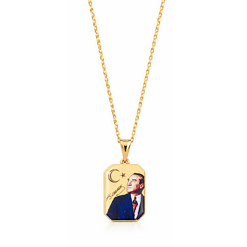  14 Ayar Altın Mustafa Kemal Atatürk Kolye - 1