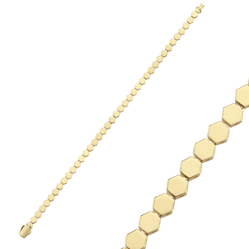 14 Carat Gold Honeycomb Chain Bracelet - CNG Jewels