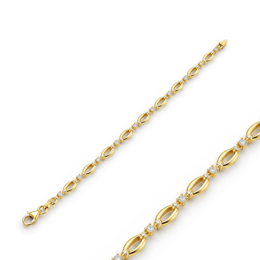 14 Ayar Altın Taşlı Mekik Bileklik - CNG Jewels
