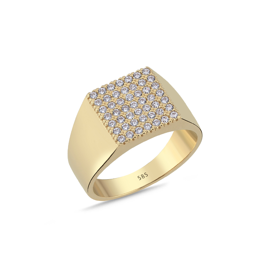 14 Ayar Altın Taşlı Şövalye Serçe Parmak Yüzük - CNG Jewels