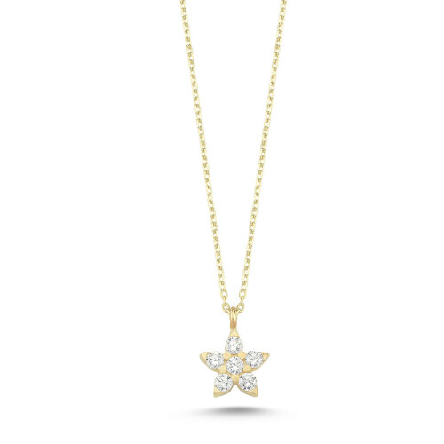 14 Ayar Altın Taşlı Yıldız Kolye - CNG Jewels