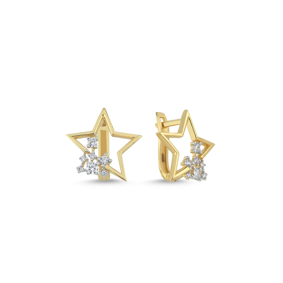 14 Ayar Altın Azure Yıldız Küpe - CNG Jewels