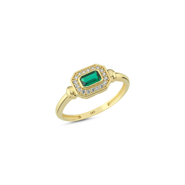 14 Carat Gold Emerald Artdeco Ring - 1