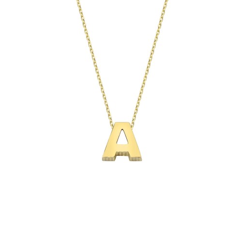 14k Gold İntial Letter A Necklace - Thumbnail