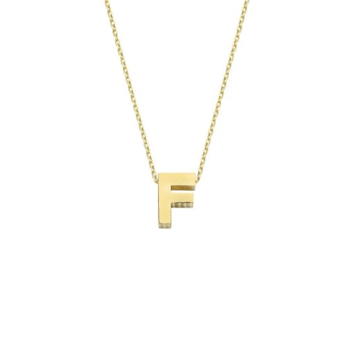 14k Gold İntial Letter F Necklace - Thumbnail