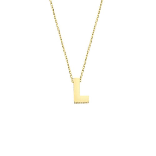 14k Gold İntial Letter L Necklace - Thumbnail