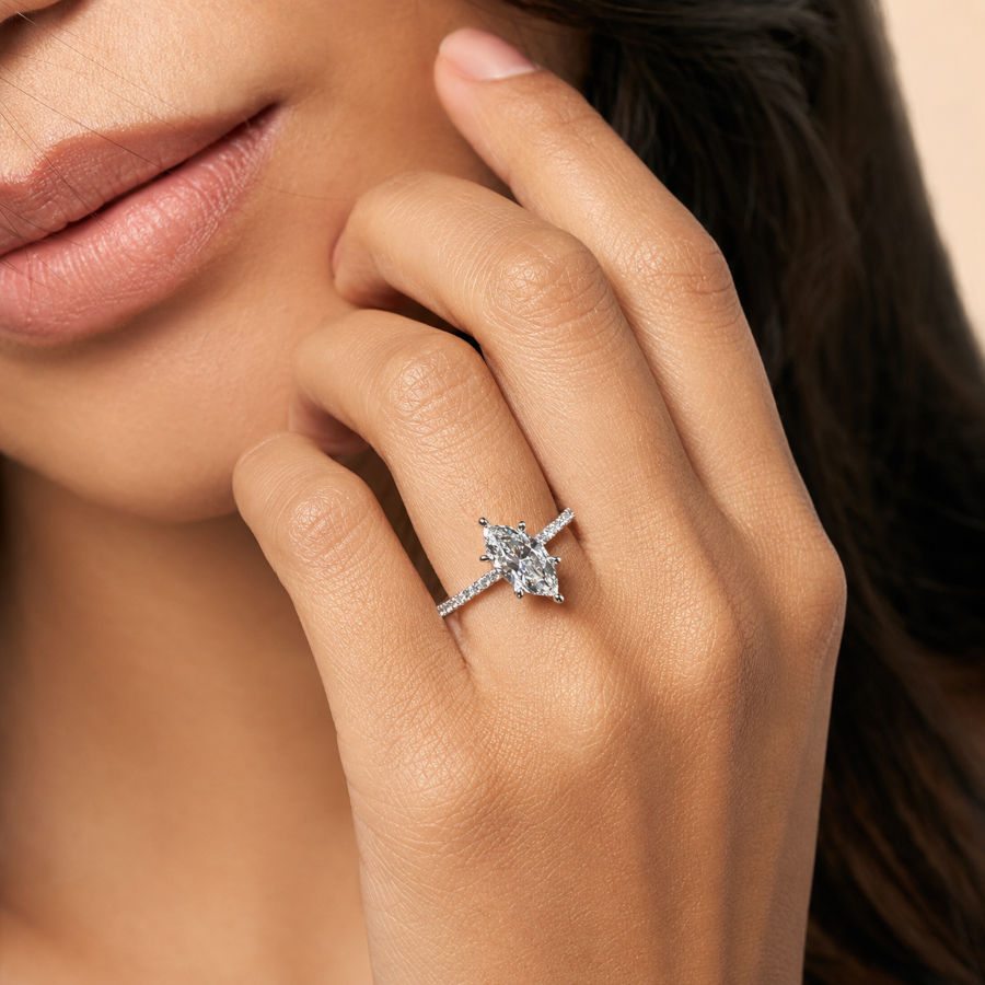 2 Karat Markiz Tektaş Gümüş Yüzük - CNG Jewels (1)