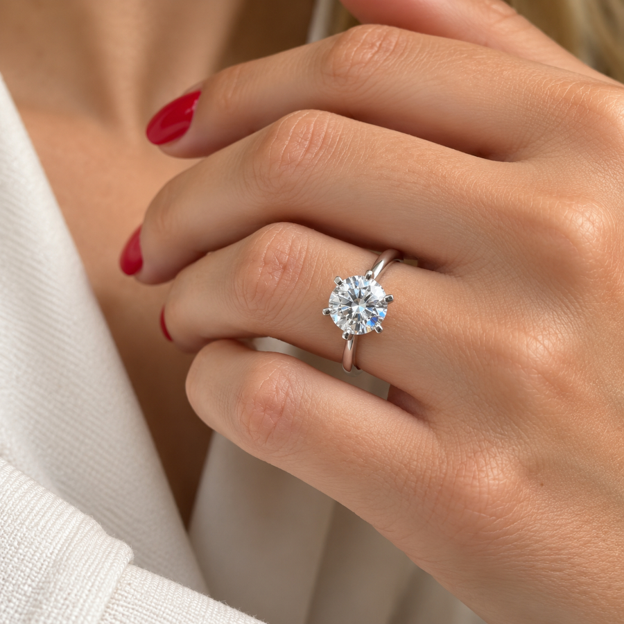 2 Karat Mozanit 6 Tırnak Tektaş Gümüş Yüzük - CNG Jewels (1)