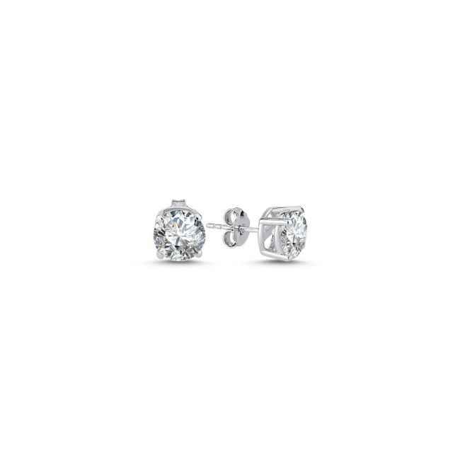 1 Carat Solitaire Silver Earring - 1