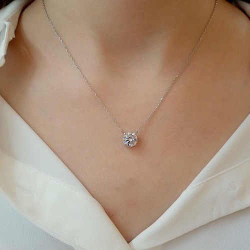 2 Karat Tektaş Gümüş Kolye - 2
