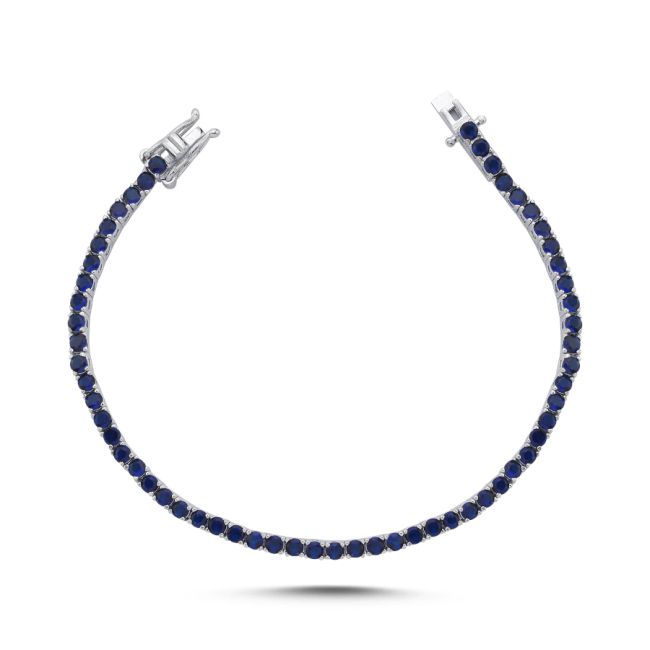 2,5mm Safir Renkli Gümüş Su Yolu Bileklik - 2