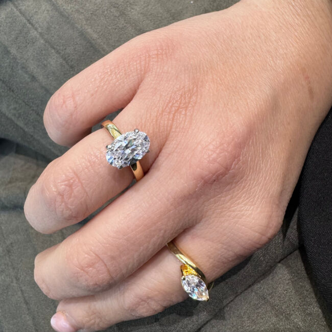 3 Karat Oval Tektaş Gümüş Yüzük - 2