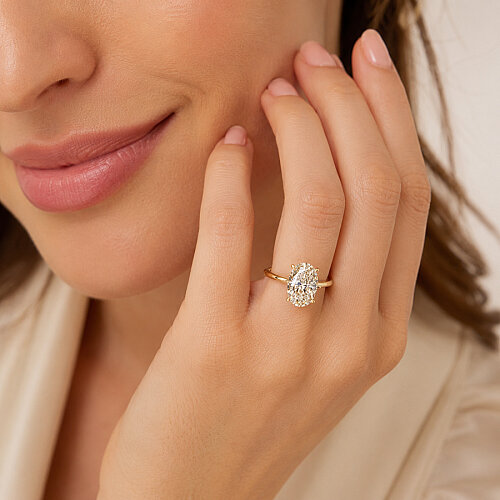 3,5 Karat Mozanit Oval Tektaş Gold Gümüş Yüzük - CNG Jewels (1)