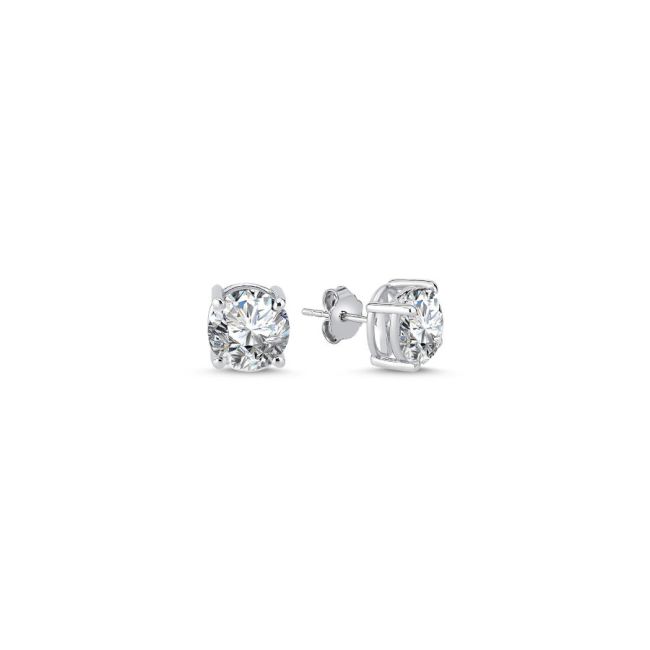 2 Carat Solitaire Silver Earrings - 1