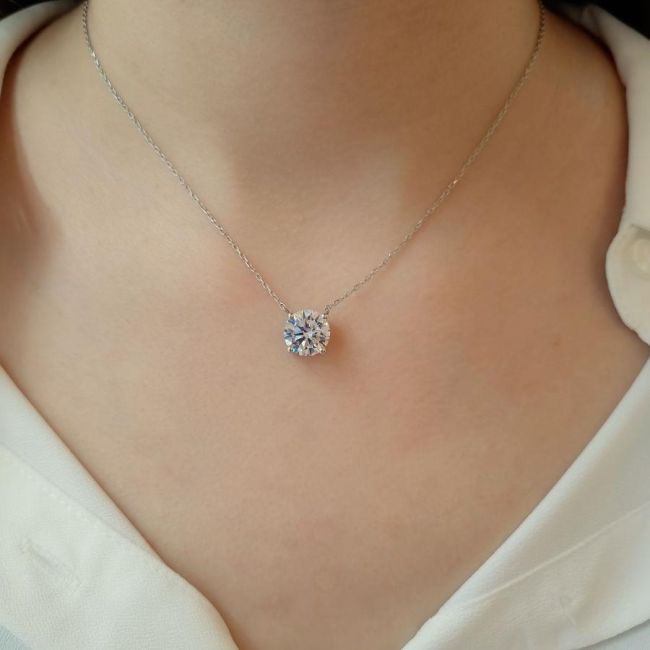 4 Karat Tektaş Gümüş Kolye - 2
