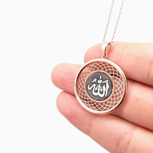Rose Silver Women's Necklace with Arabic Allah Written - CNG Jewels (1)