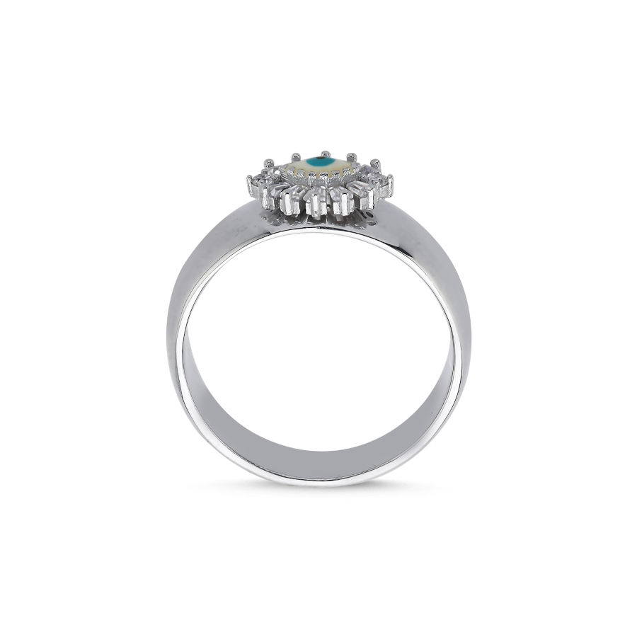 Almond White Eye Women's Silver Ring - CNG Jewels (1)