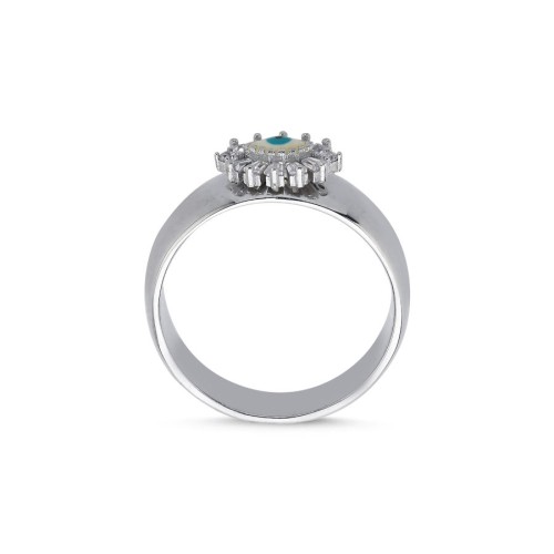 Almond White Eye Women's Silver Ring - 2