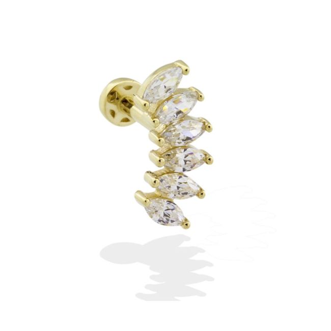 Altı Markiz Stone-set Gold Tragus Piercing