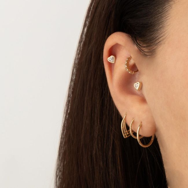 Amore Heart Gold Helix Earrings - 2