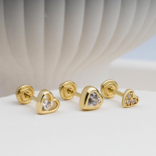 Amore Heart Gold Helix Earrings - 3