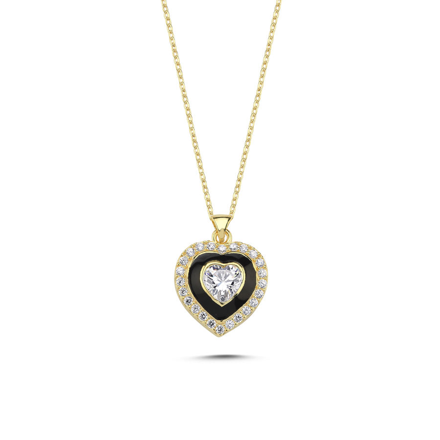 Amour Kalp Tek Taş Gümüş Kolye - CNG Jewels