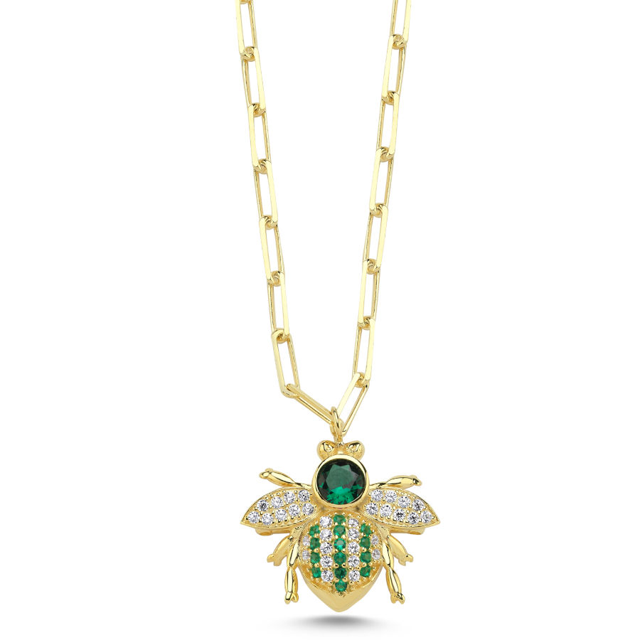Esmeralda Bee Silver Women's Necklace - CNG Jewels