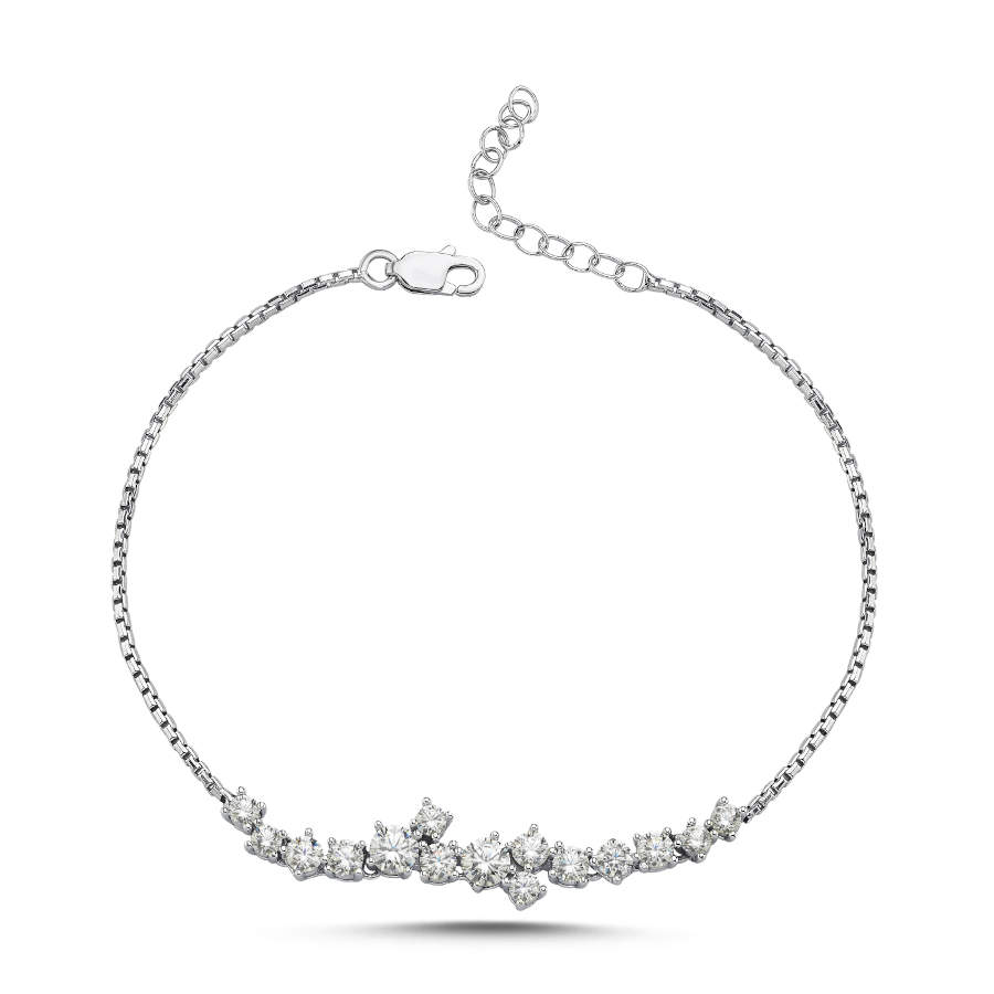Asimetrik Sıralı Taşlı Kadın Gümüş Bileklik - CNG Jewels (1)