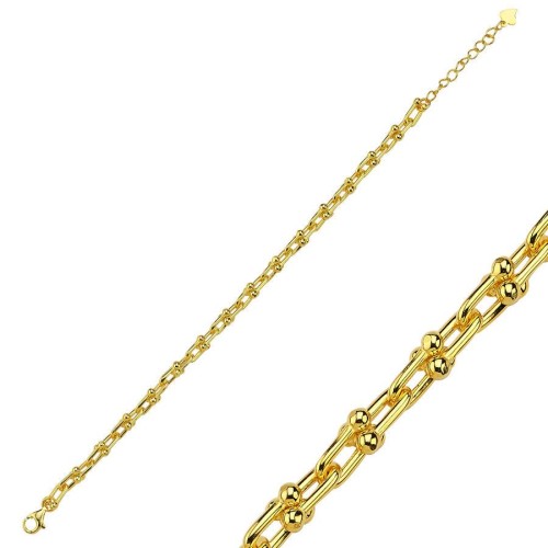 Ataş Zincir Modeli Gold Gümüş Kadın Bileklik - 1