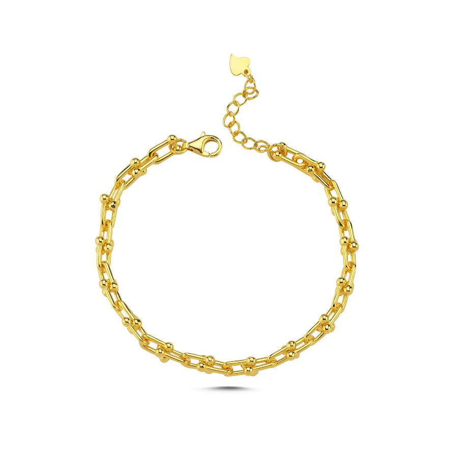 Ataş Zincir Modeli Gold Gümüş Kadın Bileklik - CNG Jewels (1)