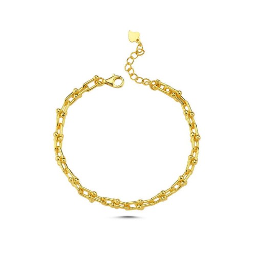Ataş Zincir Modeli Gold Gümüş Kadın Bileklik - 2