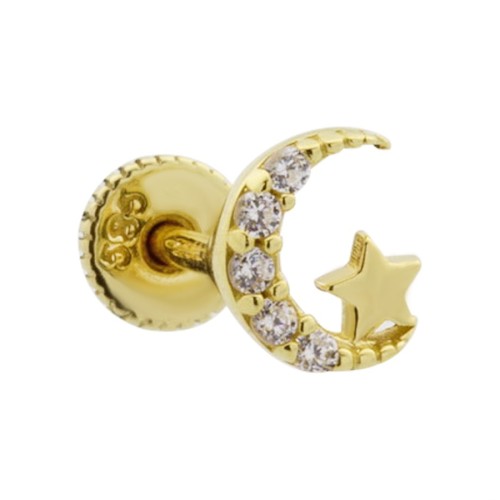Crescent Star Gold Helix Piercing - 1