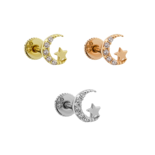 Crescent Star Gold Helix Piercing - 2